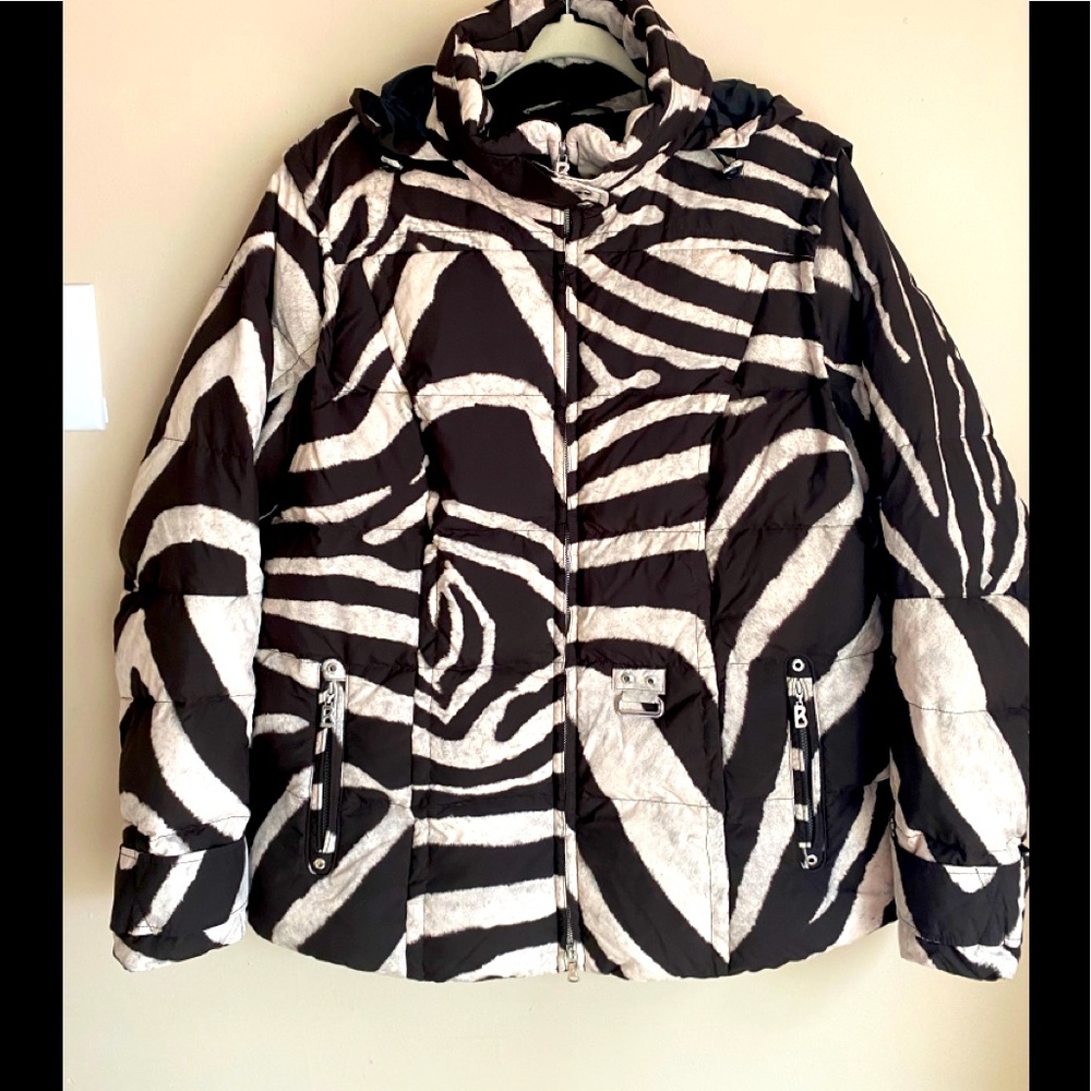 Rare Bogner Down-Filled Zebra Print Ski Jacket